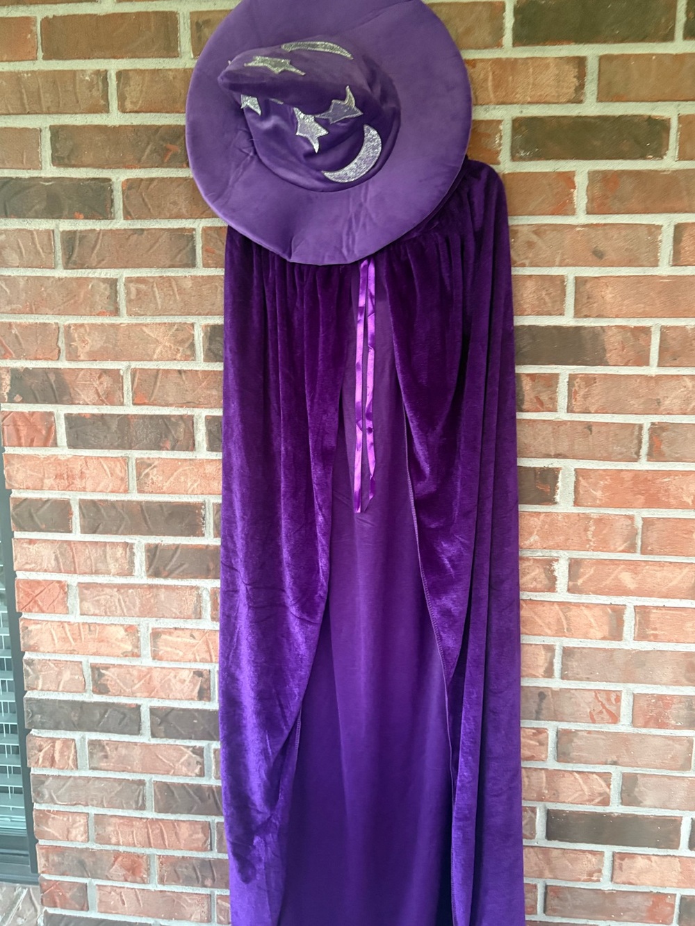 Purple Wizard Adult Costume Cape and Hat Set (cape almost 5 feet long)